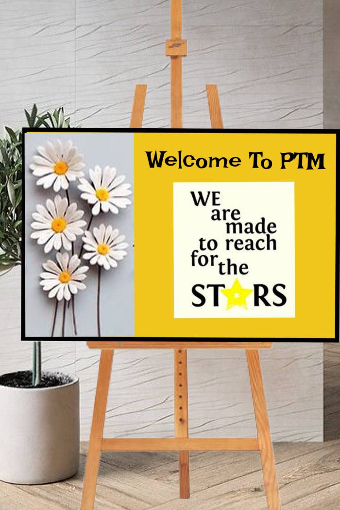 PTM Bulletin board decoration idea with motivational quote