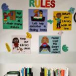 Library rules with handmade crafted posters