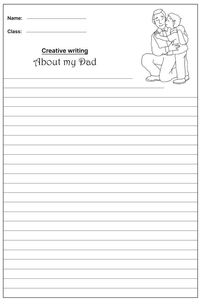 About My Dad Creative Writing Prompt, template and worksheet