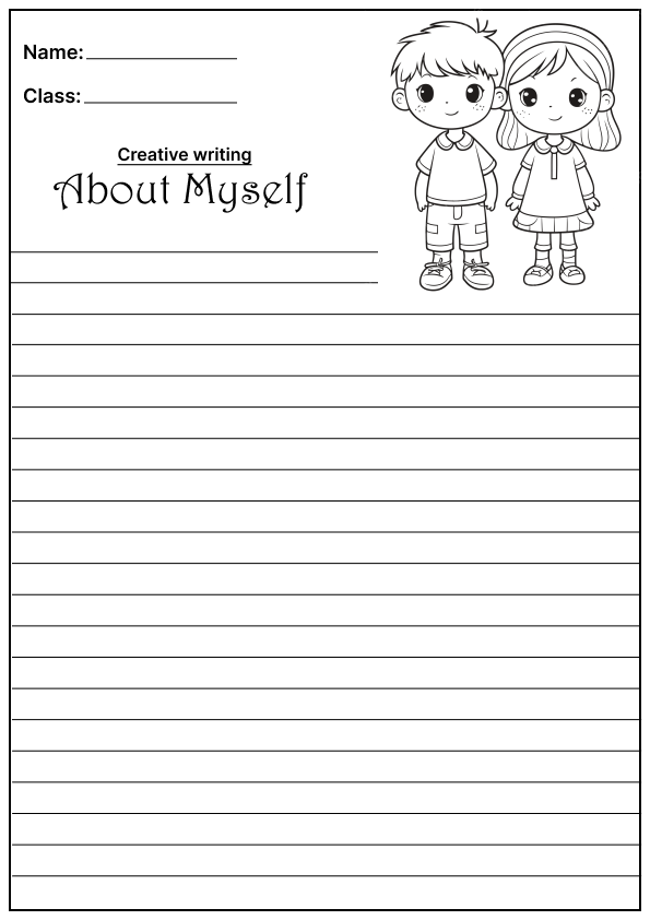  About Myself Creative Writing Prompt, template and worksheet