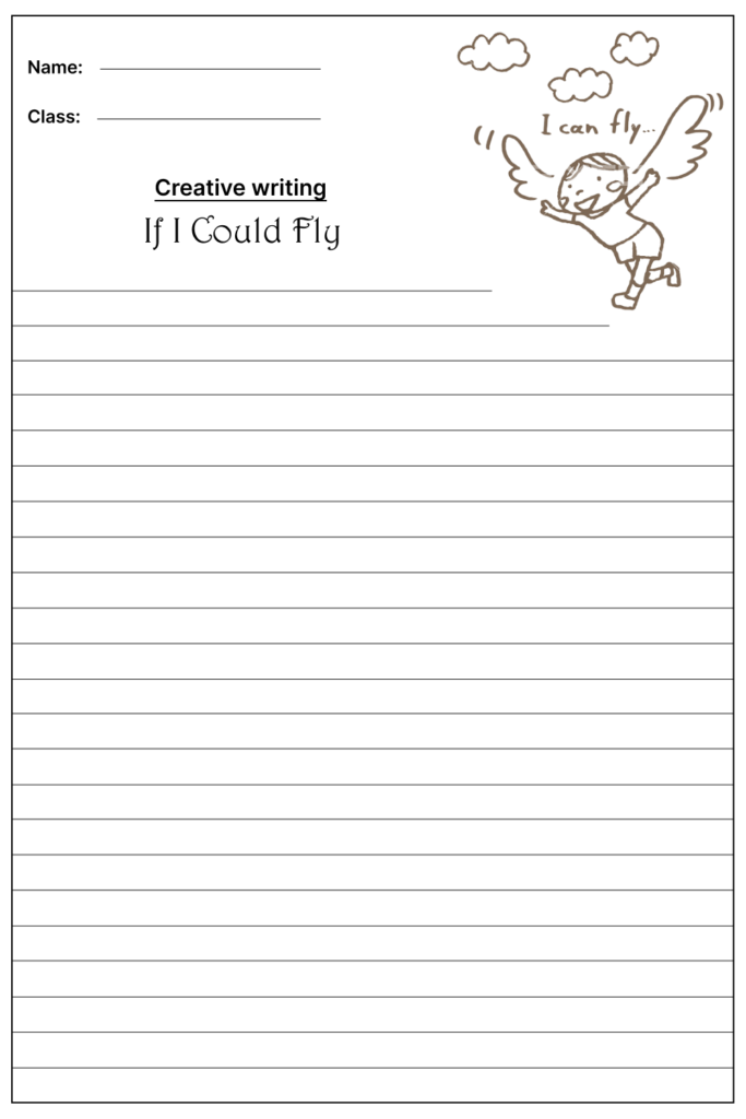 If I Could Fly Creative Writing Prompt, template and worksheet