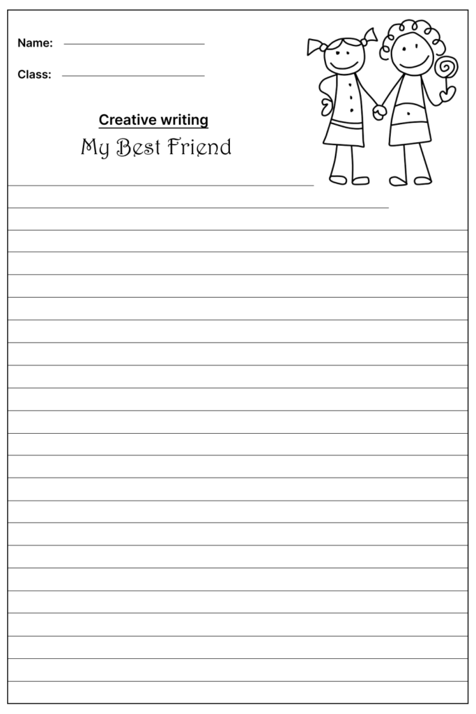 My Best Friend Creative Writing Prompt, template and worksheet