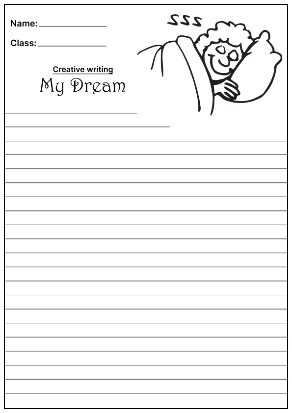 My Dream Creative Writing Prompt, template and worksheet