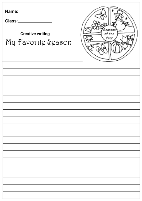  My Favorite Season Creative Writing Prompt, template and worksheet