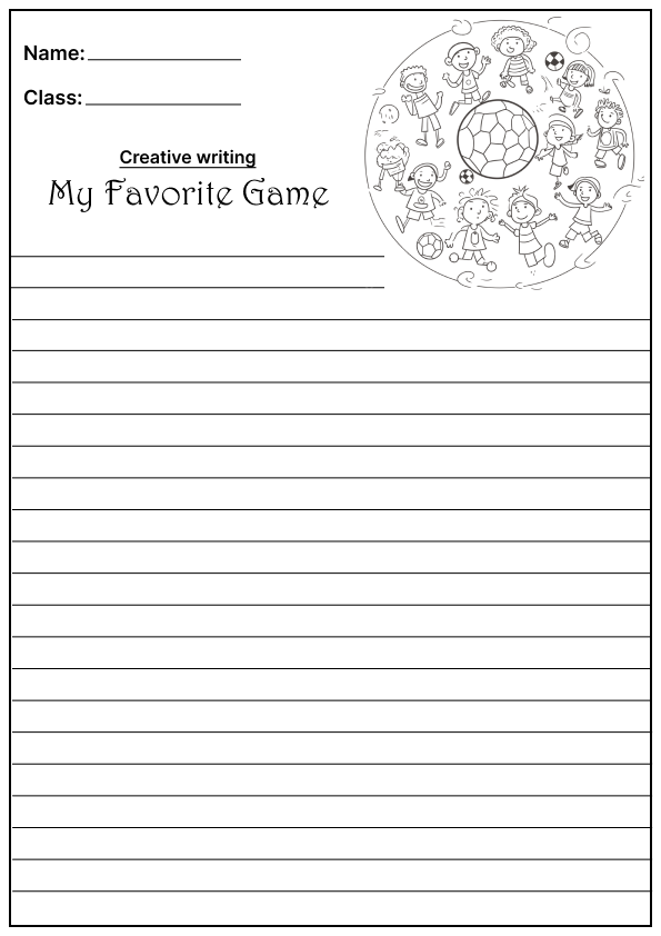  My Favorite Game Creative Writing Prompt, template and worksheet