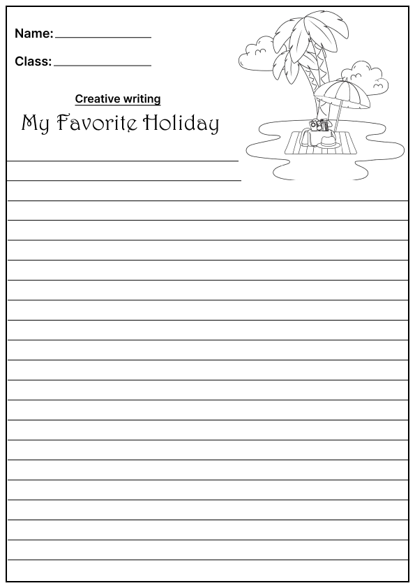  My Favorite Holiday Creative Writing Prompt, template and worksheet