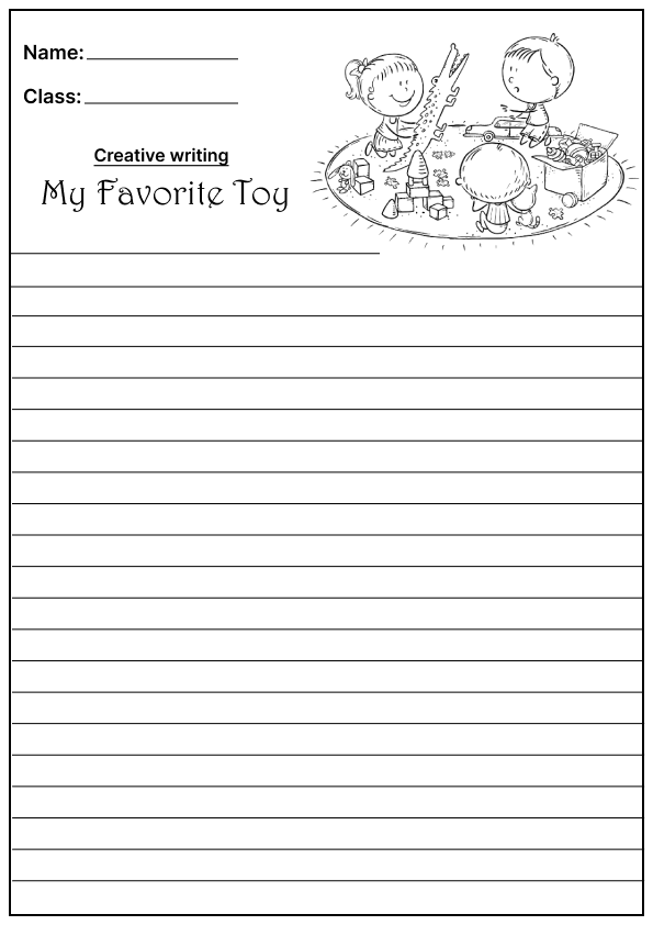 My Favorite Toy Creative Writing Prompt, template and worksheet