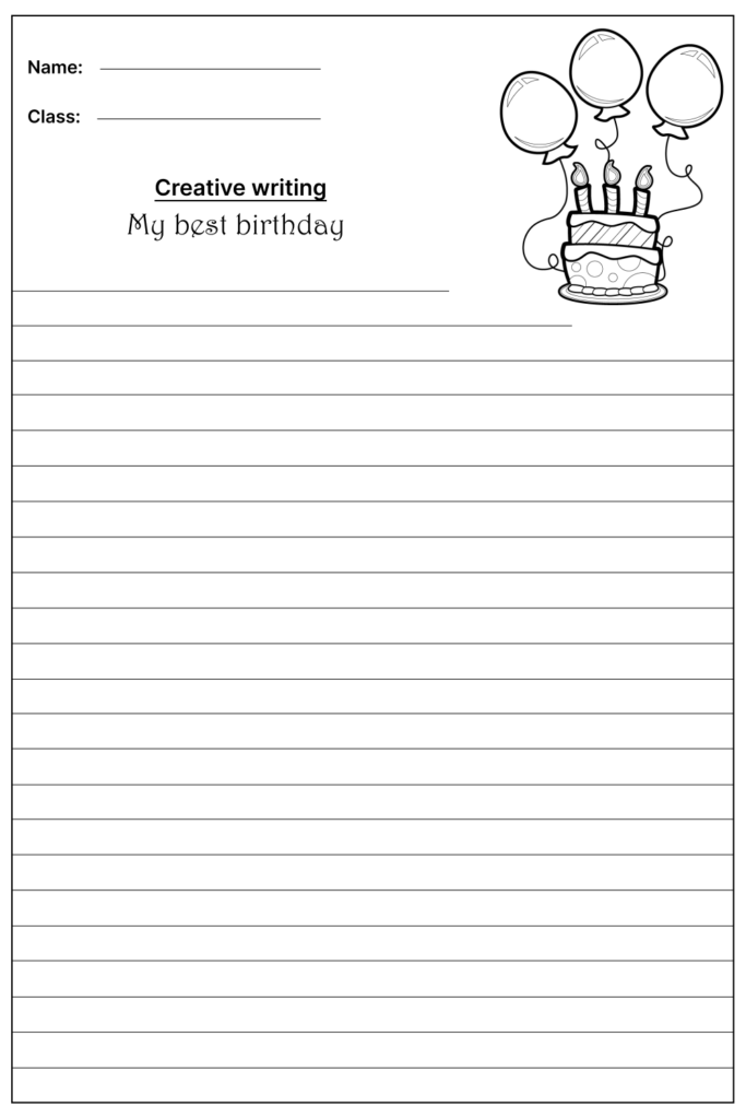  My best birthday Creative Writing Prompt, template and worksheet