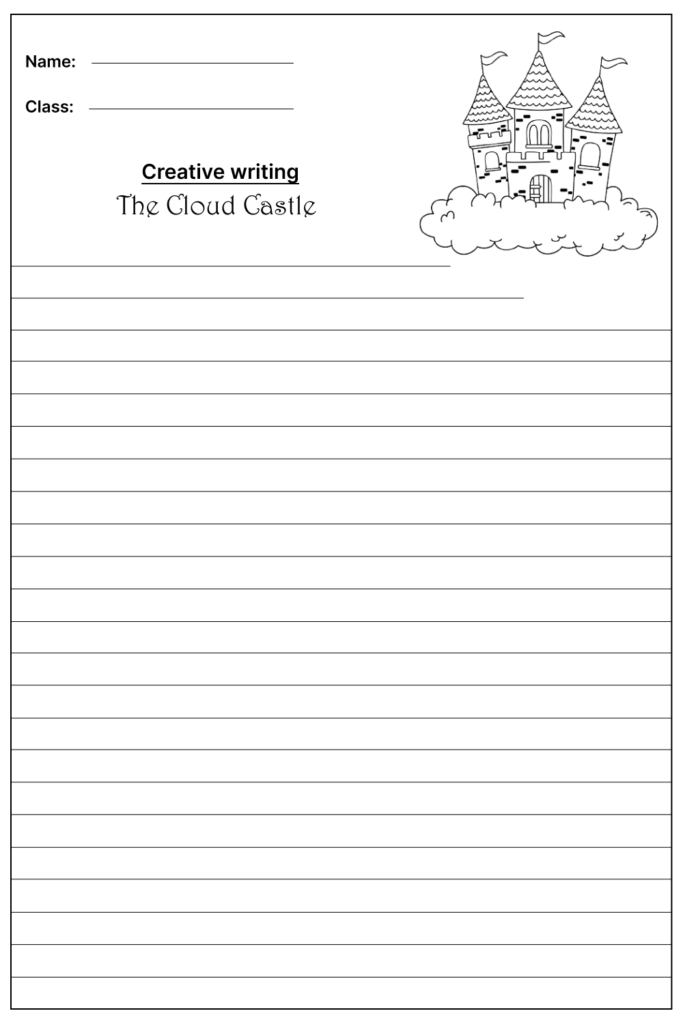 The Cloud Castle Creative Writing Prompt, template and worksheet