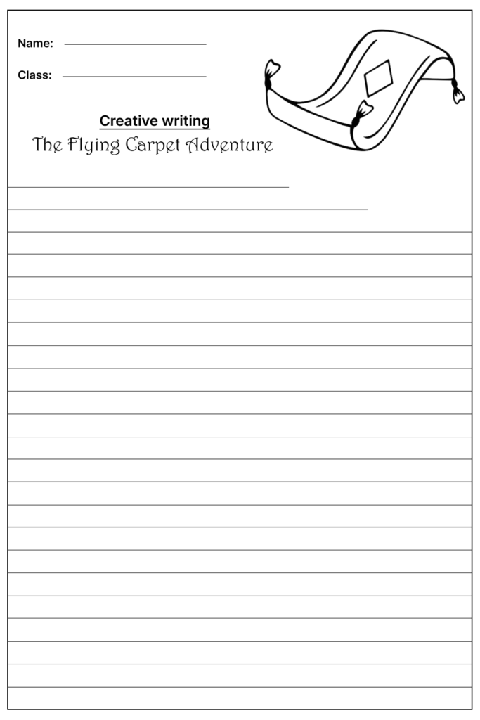 The Flying Carpet Adventure Creative Writing Prompt, template and worksheet