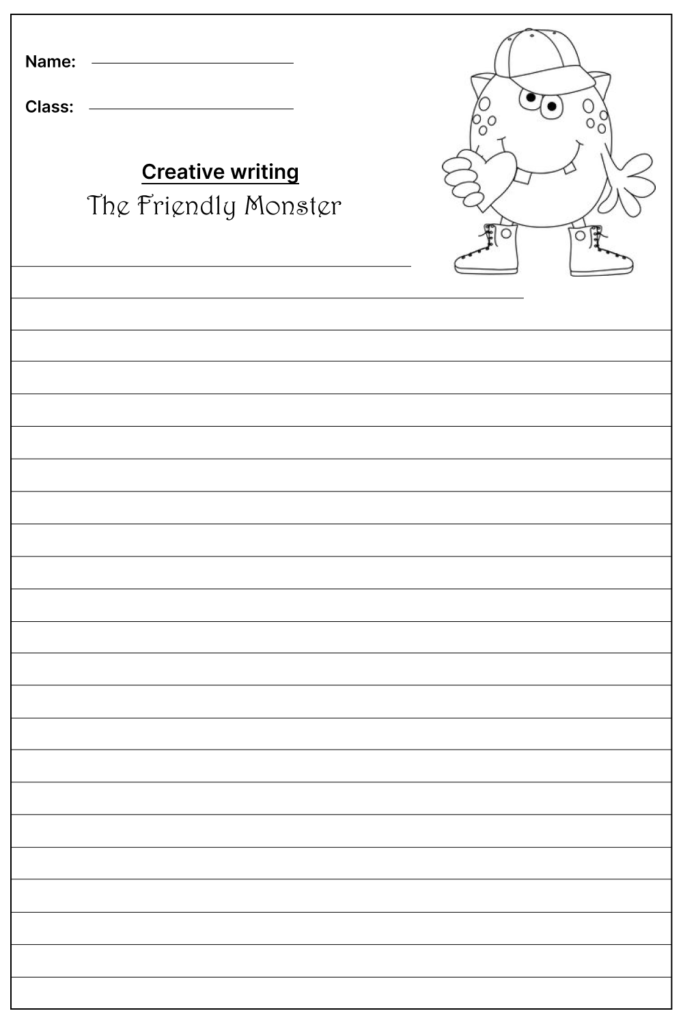 The Friendly Monster Creative Writing Prompt, template and worksheet