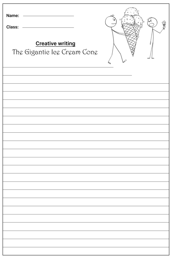 The Gigantic Ice Creaam Cone Creative Writing Prompt, template and worksheet