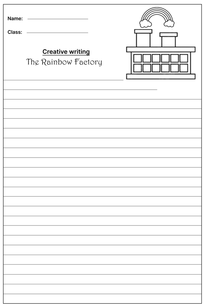 The Rainbow Factory Creative Writing Prompt, template and worksheet