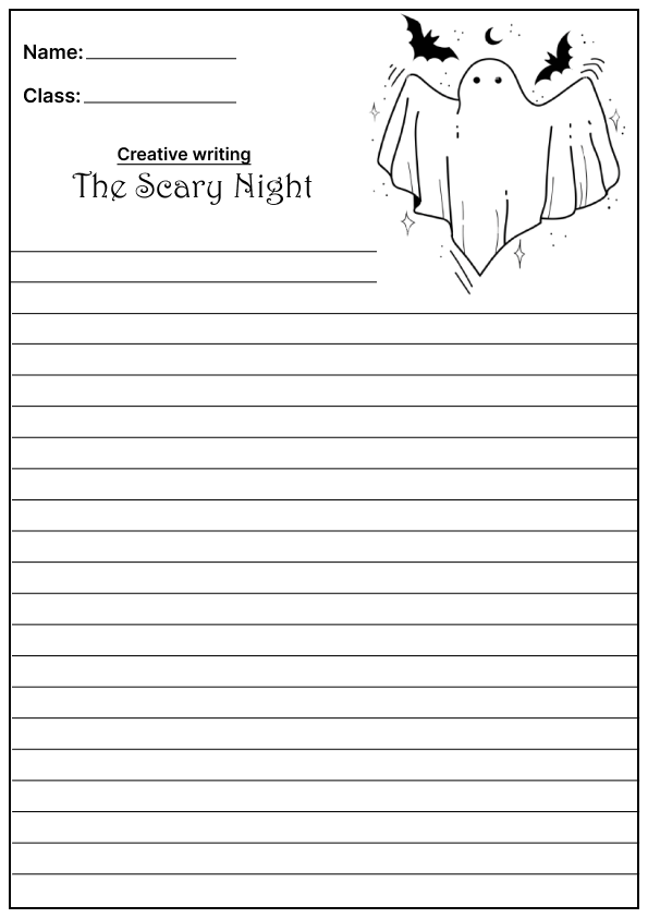 The Scary Night Creative Writing Prompt, template and worksheet