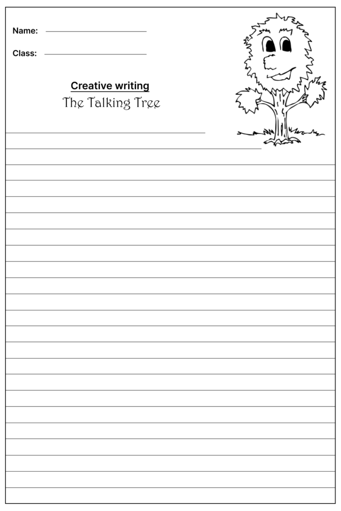 The Talking Tree Creative Writing Prompt, template and worksheet