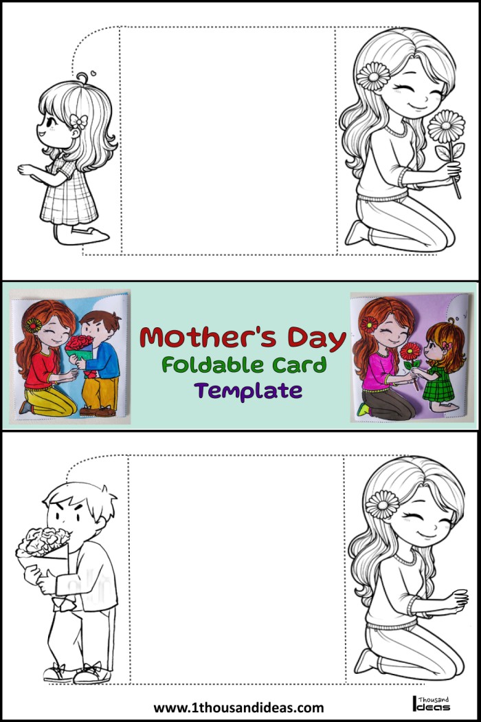 Mother’s Day Foldable Card Template (Free Printable)