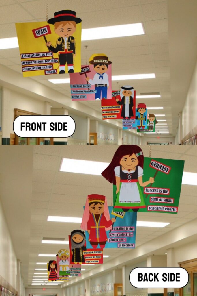 Double-Sided Hallway Hangings for school