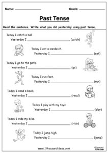 Past Tense Worksheets for Kids (With Tips & Examples) - 1thousandideas