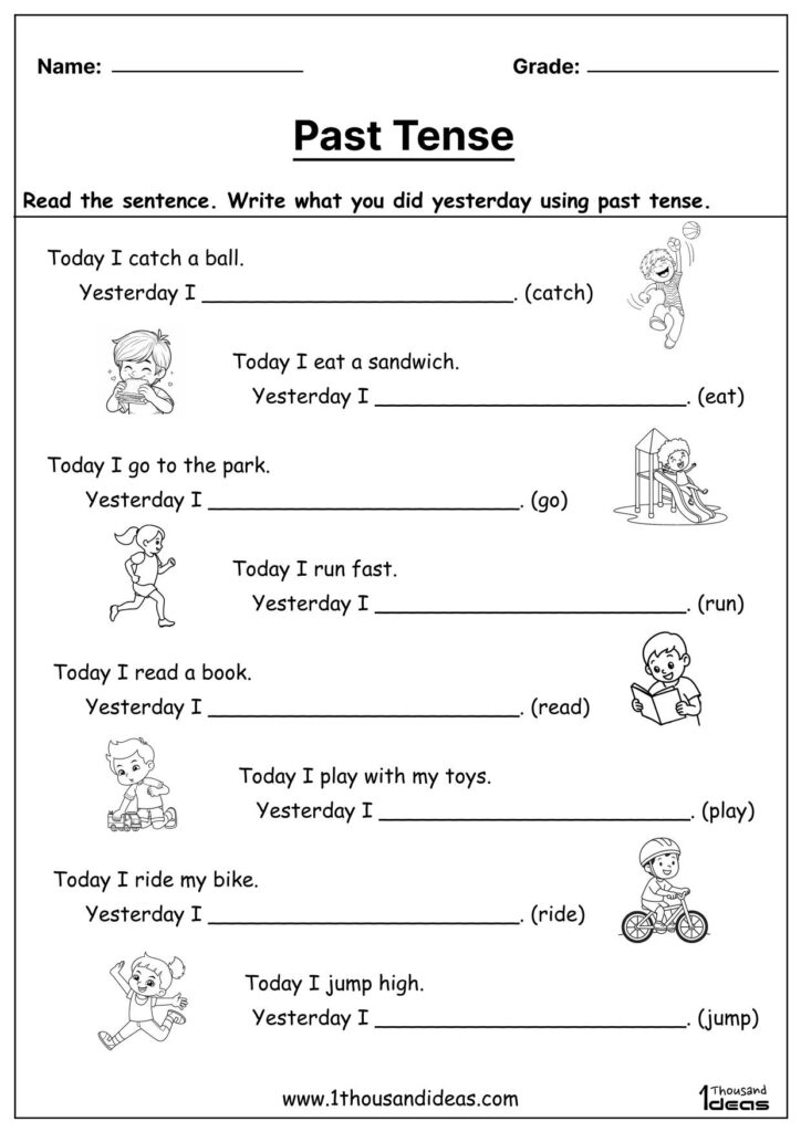 Simple Past Tense Sentence Worksheet