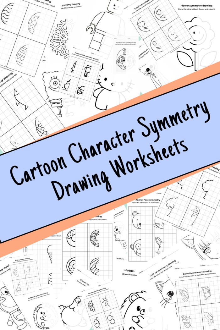 Cartoon-Character-Symmetry-Drawing-Worksheets-PDFs